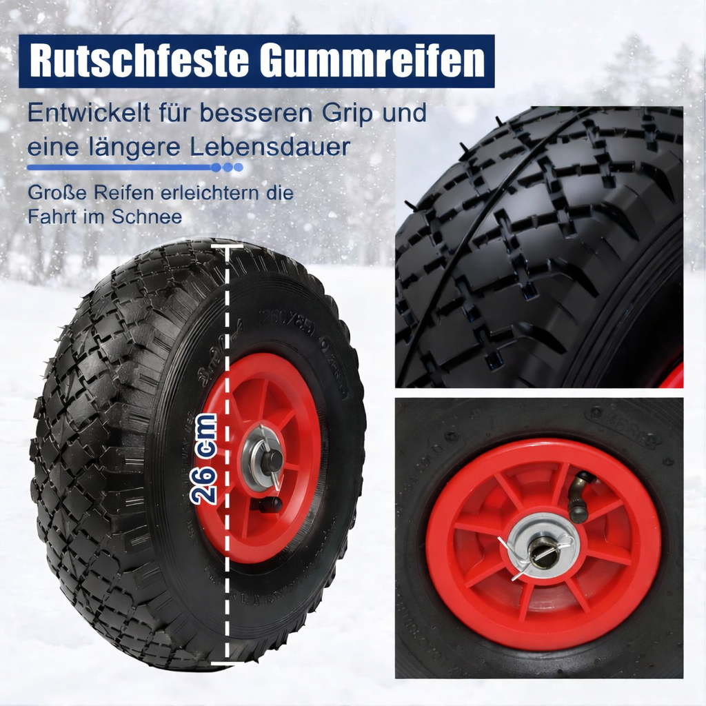 Garvee Schneeschieber mit Doppelstangen-Design - 100 cm Metallklinge, 5-fach höhenverstellbar (24.5-108 cm), ergonomisch & zusammenklappbar für Gehweg und Einfahrt