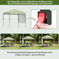 GARVEE 2,5 x 2,5 m Pop-Up Pavillon, Wasserdichtes Gartenpavillon mit UV-Schutz, Höhenverstellbar und Tragetasche, Ideal für Garten, Camping und Outdoor Events, Hellgrün
