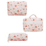 GARVEE Make-up Taschen 3er Set, Gesteppte Kosmetiktaschen mit Großem Stauraum, Reise Kulturbeutel für Damen & Mädchen, Tragbar und Leicht, Rosa - Rosa
