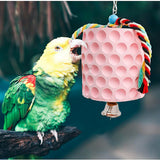 Garvee Extra Großes Vogel-Kauspielzeug Kalziumstein mit Metallhaken und Glöckchen Käfigzubehör für Papageien, Chinchillas, Nymphensittiche