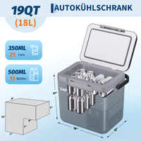 GARVEE 18 L Kompressor-Kühlbox fürs Auto, −20 bis 20 °C, App-Steuerung, 12/24 V, Dunkelgrau