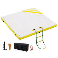 Garvee Aufblasbare Schwimmplattform 1.8 x 1.5 m, Für 3–5 Personen, Rutschfest, PVC, Mit Leiter, Für See & Wasser, Gelb