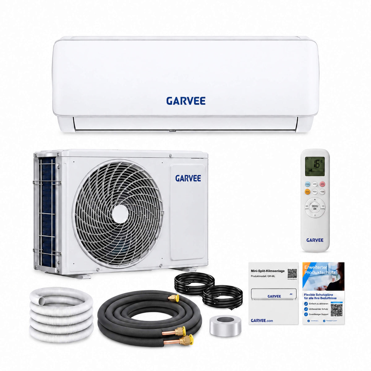 Garvee AUX Split Klimaanlage 12000BTU Klimageräte mit Heizfunktion Kältemittel R32 Inkl. Montagematerial, A++ Energieeffizienz