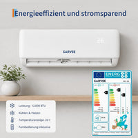 Garvee AUX Split Klimaanlage 12000BTU Klimageräte mit Heizfunktion Kältemittel R32 Inkl. Montagematerial, A++ Energieeffizienz, R32, WLAN-App-Steuerung