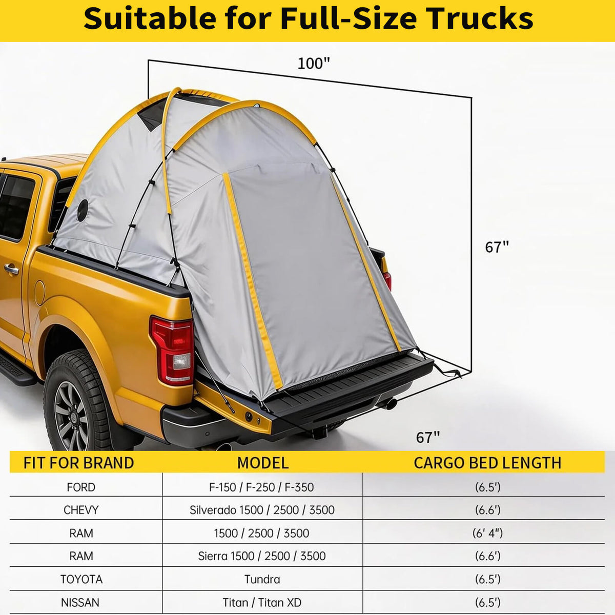 Garvee Pickup-Zelt mit Markise, PU3000 Ladeflächenzelt für Camping, Roadtrips & Overlanding, Transparent