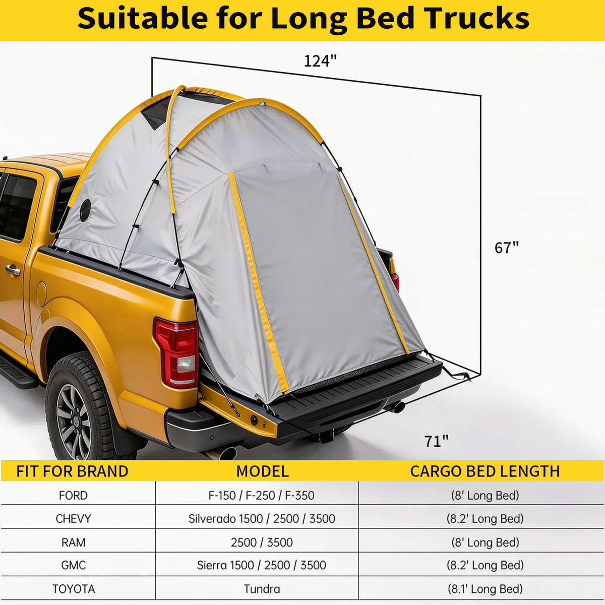 Garvee Pickup-Zelt mit Markise, PU3000 Ladeflächenzelt für Camping, Roadtrips & Overlanding, Transparent