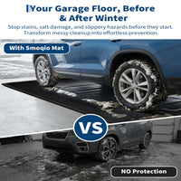 GARVEE Garagenboden Auffangmatte 6,1 x 2,6 m, Wasserdichte Auto Schutzmatte mit 3 cm Erhöhtem Rand, 1000D PVC Unterlage für Schnee, Regen & Schmutz, Schwarz