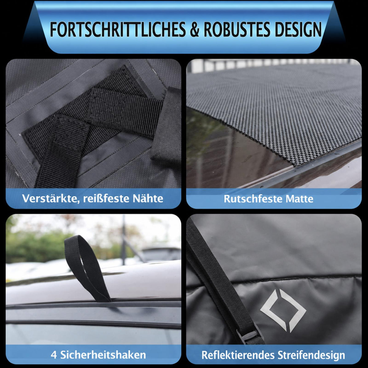 Garvee Dachgepäcktasche 425 L, wasserdicht, 112 × 86 × 43 cm, mit 8 Gurten & 4 Türhaken