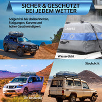 Garvee Dachgepäcktasche 132 x 100 x 45 cm, 595 L Wasserdichte Dachtasche mit 4 Türhaken & 8 Verstärkten Gurten für SUV & Auto, Schwarz