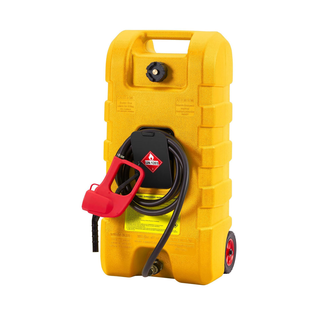 Garvee Mobiler Kraftstoffkanister 57 L mit Rädern und Handpumpe, Tragbarer Benzinkanister für Auto, Boot, Rasenmäher, ATV und Landwirtschaft, Gelb