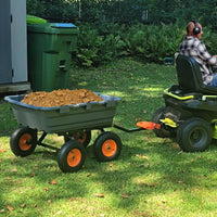 Garvee Schwerlast Garten-Kippwagen bis 363 kg, 3 mm Poly-Wanne, 25 cm Geländereifen & 2-in-1 Griff, Metallrahmen, Grau