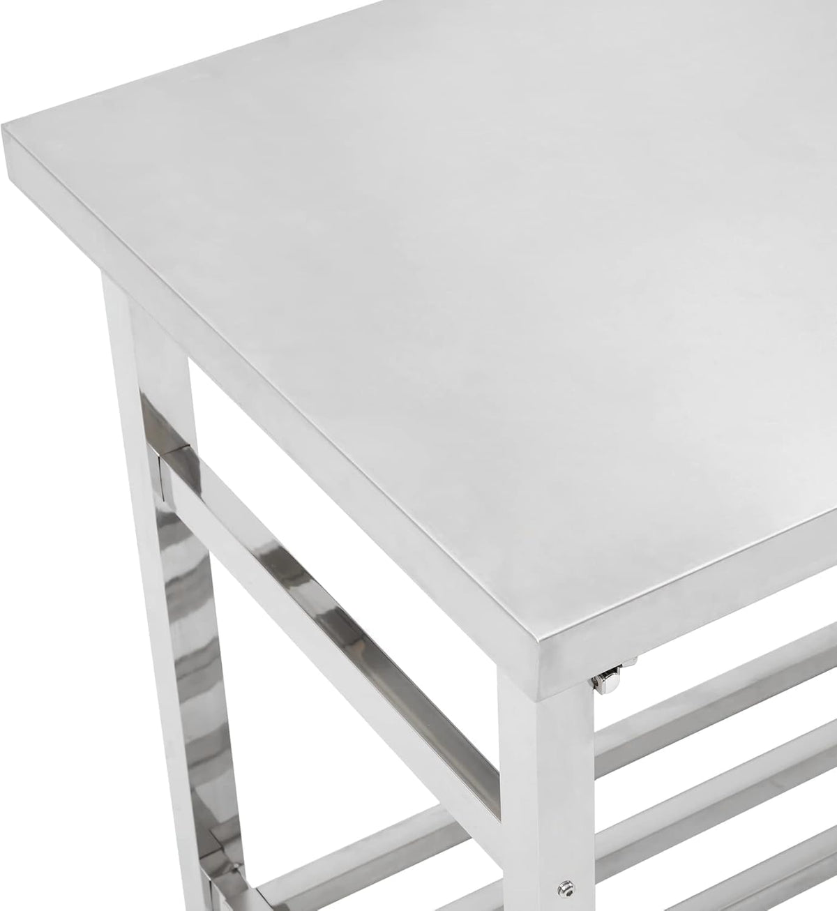Garvee Klappbarer Edelstahl-Arbeitstisch 91 x 61 x 70 cm mit offener Gitterablage, robuster Küchentisch mit zusätzlichem Stauraum für Küche, Gastronomie und Catering