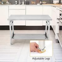 Garvee Klappbarer Edelstahl-Arbeitstisch 91 x 61 x 70 cm mit offener Gitterablage, robuster Küchentisch mit zusätzlichem Stauraum für Küche, Gastronomie und Catering