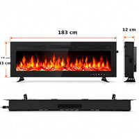 Garvee 72-Zoll Elektrokamin 183 cm mit 1800 W Heizung, 12 LED-Flammenfarben, Fernbedienung und Touch-Panel