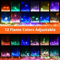 Garvee 72-Zoll Elektrokamin 183 cm mit 1800 W Heizung, 12 LED-Flammenfarben, Fernbedienung und Touch-Panel