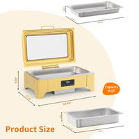 Garvee Chafing Dish 9 L aus Edelstahl mit Deckel, klappbarem Gestell und herausnehmbarem Behälter für Buffet, Catering, Hotel und Feiern, Gold