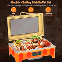 Garvee Chafing Dish 9 L aus Edelstahl mit Deckel, klappbarem Gestell und herausnehmbarem Behälter für Buffet, Catering, Hotel und Feiern, Gold