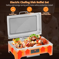 Garvee Chafing Dish 9 L aus Edelstahl mit Deckel, klappbarem Gestell und herausnehmbarem Behälter für Buffet, Catering, Hotel und Feiern, Silber