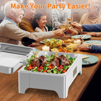 Garvee Chafing Dish 9 L aus Edelstahl mit Deckel, klappbarem Gestell und herausnehmbarem Behälter für Buffet, Catering, Hotel und Feiern, Silber