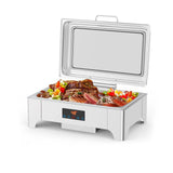 Garvee Chafing Dish 9 L aus Edelstahl mit Deckel, klappbarem Gestell und herausnehmbarem Behälter für Buffet, Catering, Hotel und Feiern, Silber - Silber