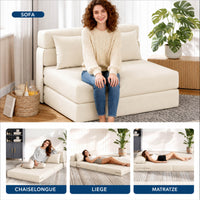 Garvee 4-in-1 Schlafsofa aus Cord, modulares Sofa mit Schlaffunktion, Chaiselongue, Schaumstoffpolsterung und integriertem Stauraum, für Wohnzimmer und Gästezimmer