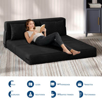 Garvee Schlafsofa aus Leinenstoff in Schwarz, ca. 203 cm, Klein, klappbar, für Wohnzimmer und Schlafzimmer