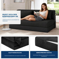 Garvee Schlafsofa aus Leinenstoff in Schwarz, ca. 203 cm, Klein, klappbar, für Wohnzimmer und Schlafzimmer