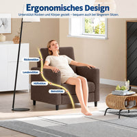 GARVEE 1-Sitzer Sofa aus Teddystoff, modular mit Sitz- & Liegefunktion, Federpolsterung, 86 cm, Braun