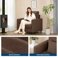 GARVEE 1-Sitzer Sofa aus Teddystoff, modular mit Sitz- & Liegefunktion, Federpolsterung, 86 cm, Braun