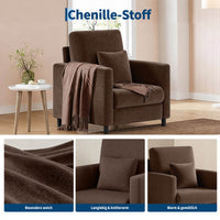 GARVEE 1-Sitzer Sofa aus Teddystoff, modular mit Sitz- & Liegefunktion, Federpolsterung, 86 cm, Braun