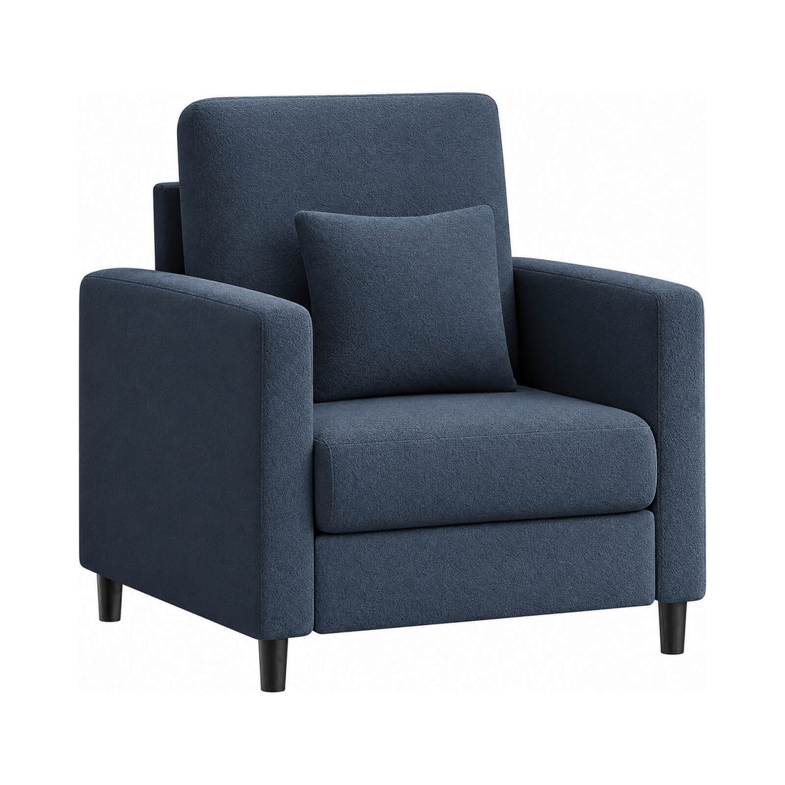 GARVEE 1-Sitzer Sofa aus Teddystoff, Extra Groß mit Armlehnen & Kissen, 86 cm, Blaugrau