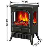Garvee Freistehender Elektrokamin mit 3-seitiger Panorama-Sicht, 750/1500 W Heizung, Fernbedienung & Thermostat – mobil aufstellbar