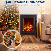 Garvee Freistehender Elektrokamin mit 3-seitiger Sicht, 1000/2000 W Heizung, Multicolor-Flamme & Thermostat – mobil aufstellbar