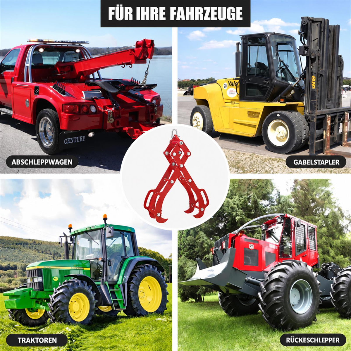 Forstzange für Abschleppwagen, Gabelstapler, Traktoren und Rückeschlepper