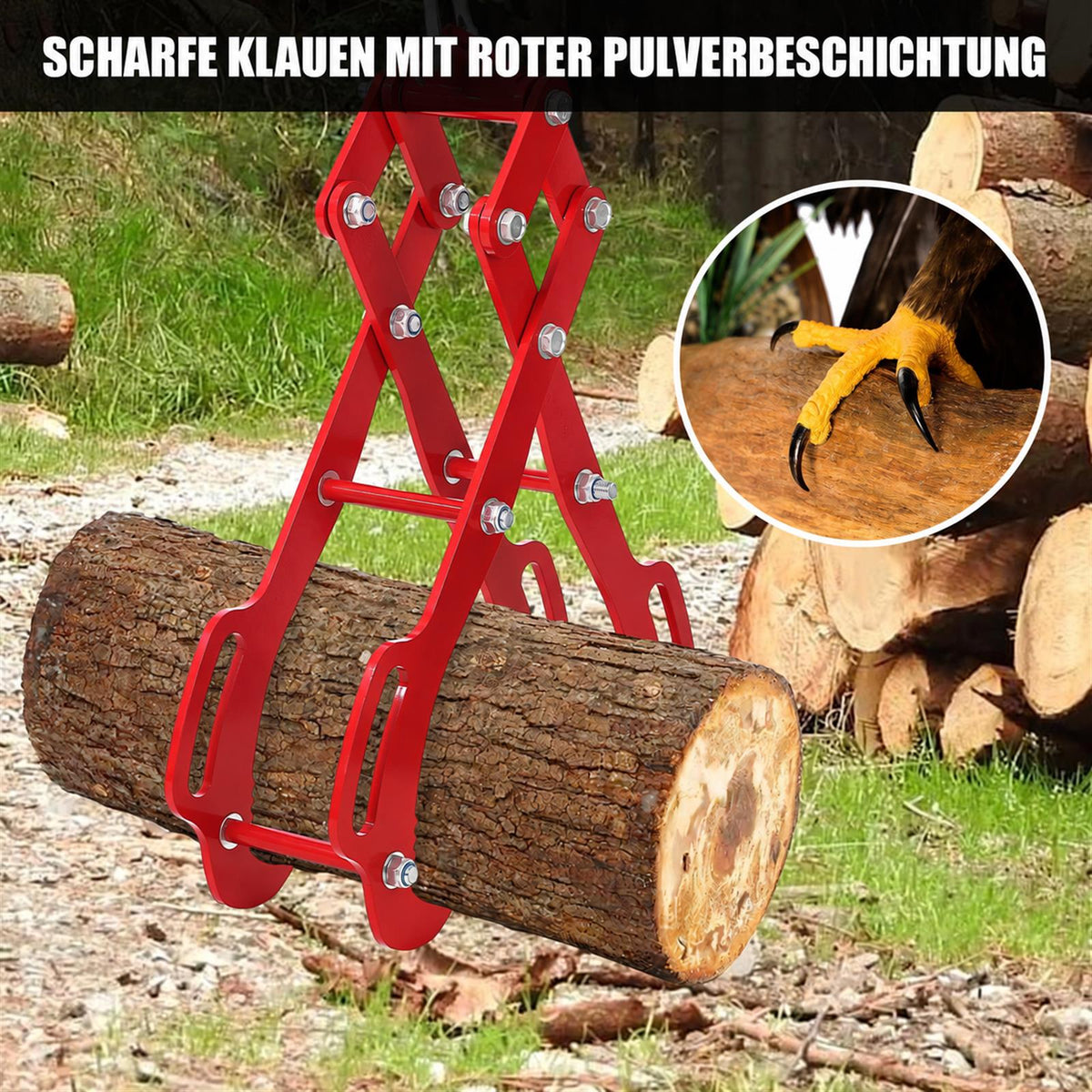 Forstzange mit roter Pulverbeschichtung und scharfen Klauen