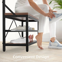 Garvee Kleiderständer 5-in-1, 102 × 40 × 183 cm, Flurgarderobe mit Ablage, Kleiderstange, 8 Haken, Sitzbank und Schuhregal, Braun
