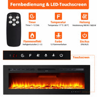 Garvee 152cm Elektrokamin mit Heizung, 900W/1800W, 12 Flammenfarben, Fernbedienung & App, Wand-/Einbau-/Standkamin, Schwarz