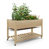 GARVEE Hochbeet Holz 122 × 61 cm mit Beinen, Erhöhtes Pflanzbeet mit Rollen, Tiefes Gemüse- & Kräuterbeet für Garten, Terrasse & Balkon, Naturholz - Naturholz