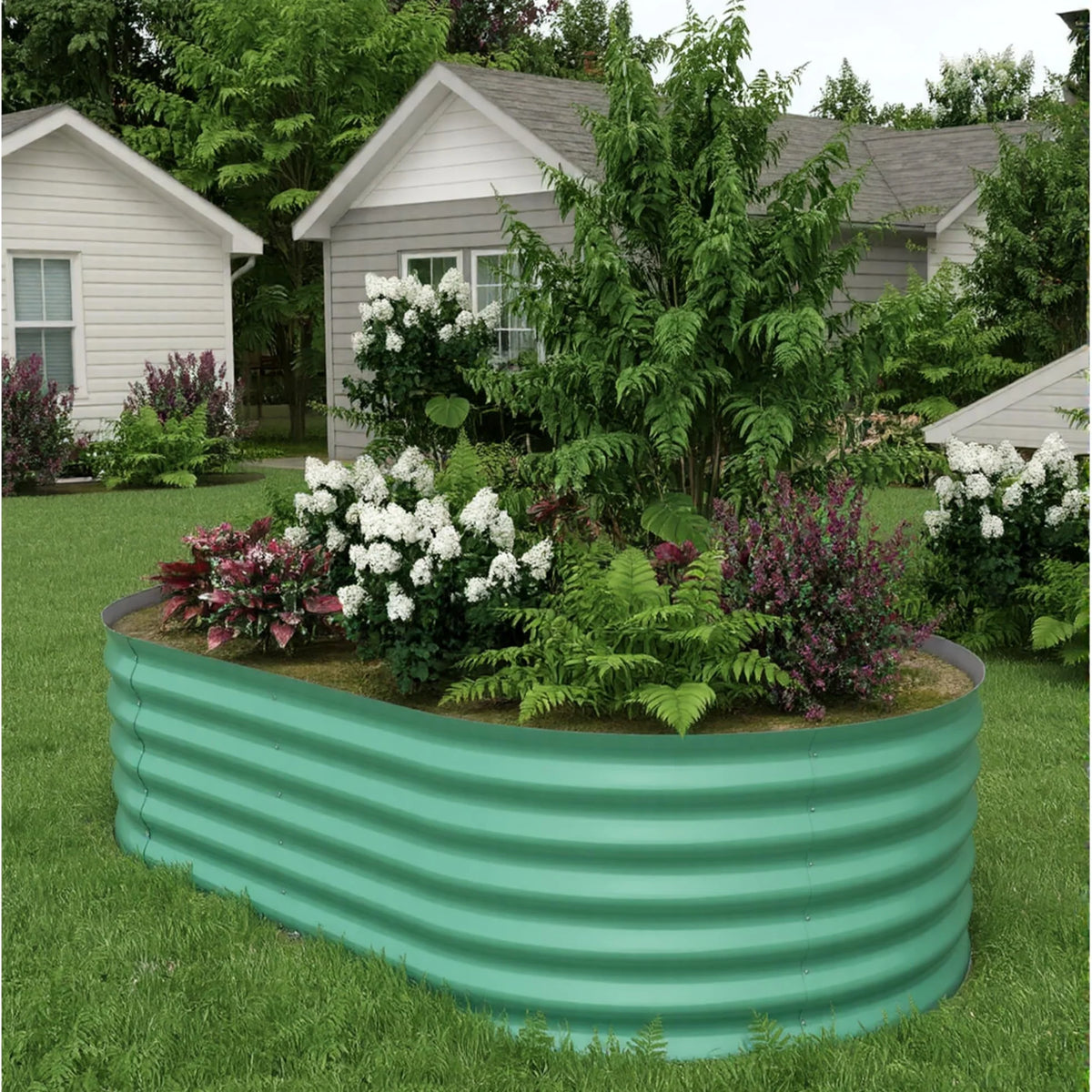 Garvee 1er Set Hochbeet Metall 244 × 122 × 45 cm, Verzinkt, Rostbeständig, Extra Tief, Grün