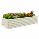 GARVEE Verzinktes Hochbeet 244 × 122 × 61 cm, Metall Pflanzbeet mit Offenem Boden, Rostbeständig und Wetterfest für Gemüse, Kräuter, Blumen und Garten, Beige - Beige