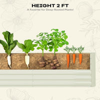 GARVEE Verzinktes Hochbeet 244 × 122 × 61 cm, Metall Pflanzbeet mit Offenem Boden, Rostbeständig und Wetterfest für Gemüse, Kräuter, Blumen und Garten, Beige