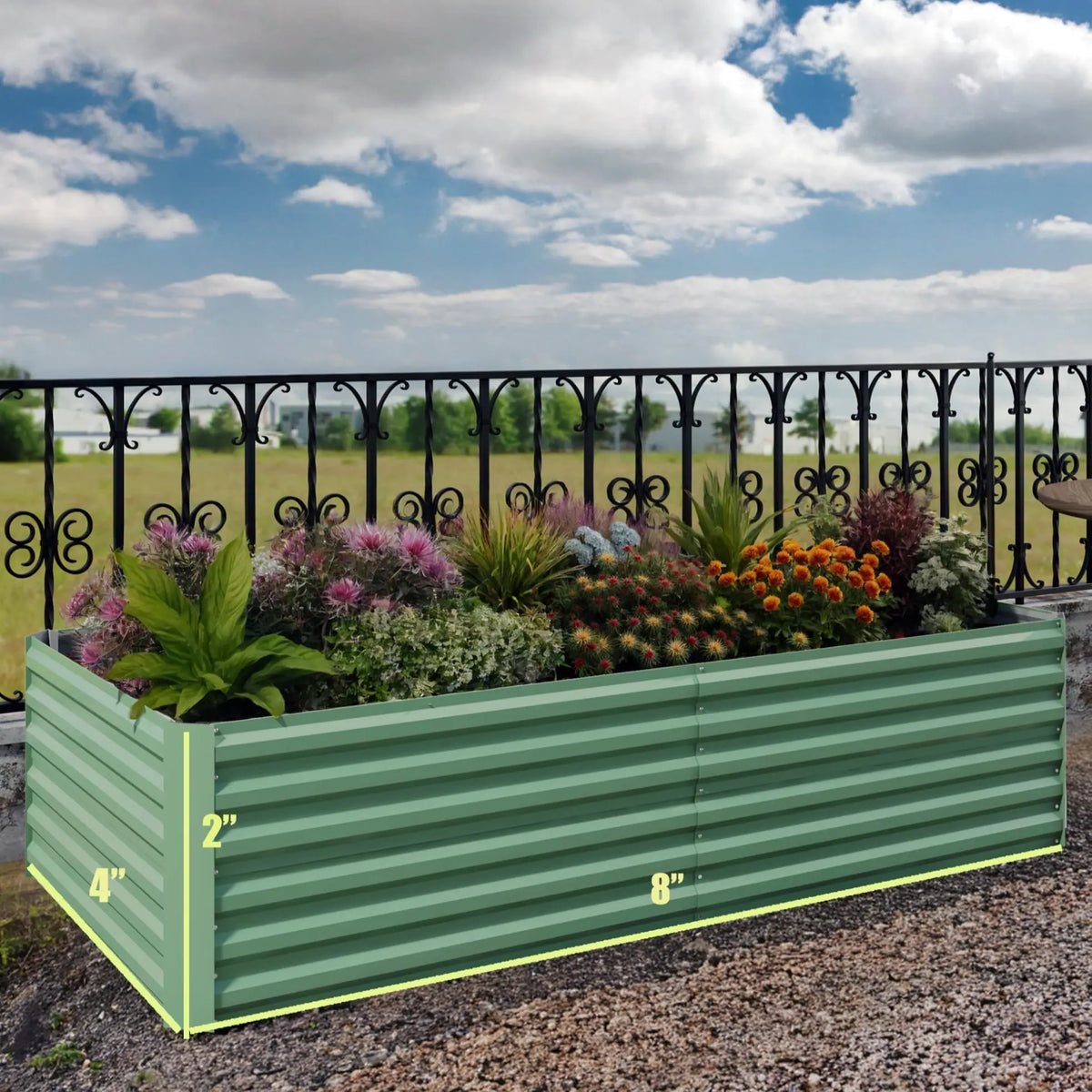 GARVEE Verzinktes Hochbeet 244 × 122 × 61 cm, Metall Pflanzbeet mit Offenem Boden, Rostbeständig und Wetterfest für Gemüse, Kräuter, Blumen und Garten, Grün