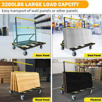 Garvee Plattenwagen Klappbar, bis 1000 kg Tragkraft mit Ausziehbarer Ladefläche, Stahl Transportwagen für Gipskartonplatten, Sperrholz, Glas und Fliesen