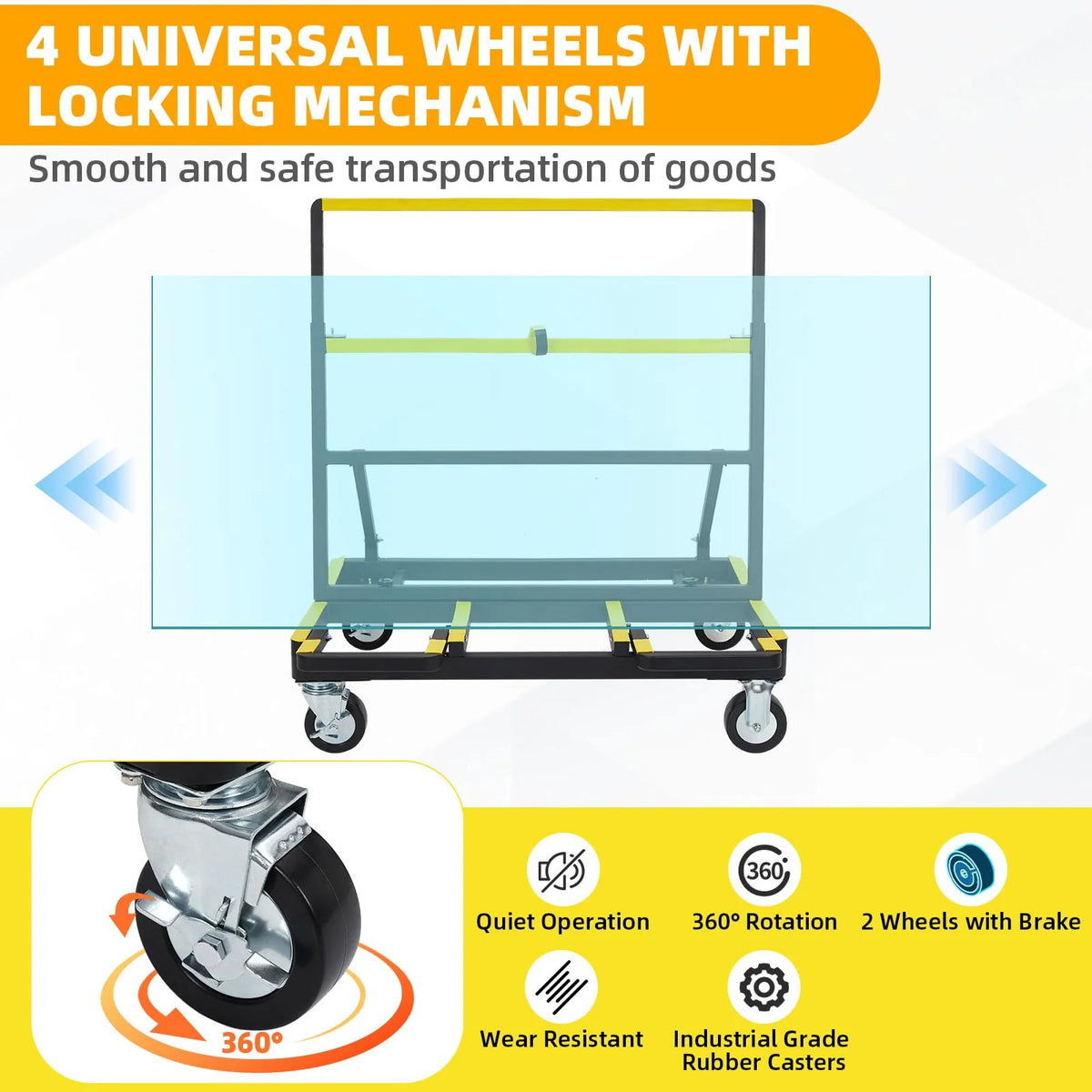 Garvee Plattenwagen Klappbar, bis 1000 kg Tragkraft mit Ausziehbarer Ladefläche, Stahl Transportwagen für Gipskartonplatten, Sperrholz, Glas und Fliesen