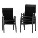 Garvee Stapelstühle Outdoor Set 4, Metallrahmen, Textilene, Atmungsaktiv, Für Garten & Terrasse, Schwarz - Schwarz