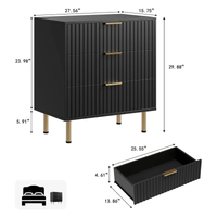 Garvee Badezimmerschrank mit 3 Schubladen, modernes Rillendesign, für Bad und Gäste-WC, Schwarz