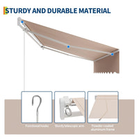 Garvee Markise 3×2.5 m, Aluminiumrahmen, Wasserdicht, UV-Schutz, Für Terrasse & Balkon, Beige