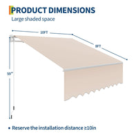 Garvee Markise 3×2.5 m, Aluminiumrahmen, Wasserdicht, UV-Schutz, Für Terrasse & Balkon, Beige