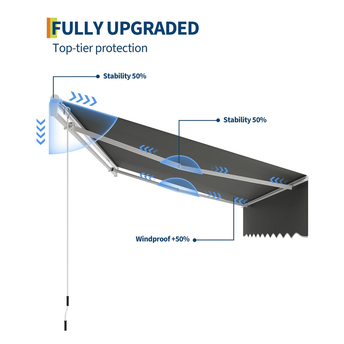 Garvee Markise 3×2.5 m, Aluminiumrahmen, Wasserdicht, UV-Schutz, Für Terrasse & Balkon, Grau