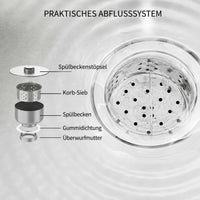 Garvee Spültisch Spülbecken Edelstahl (60 × 50 × 107 cm), Einzelbecken mit 360°-Warm-/Kaltwasserarmatur & Unterablage, Küchenspüle für Restaurant, Garage und Waschküche